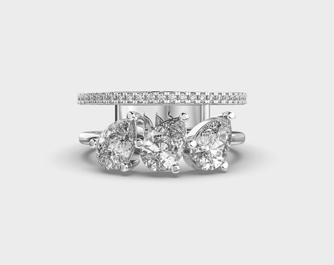 1.6 CT Lab Grown Diamond Eternity Ring | Pear Round Wedding Band