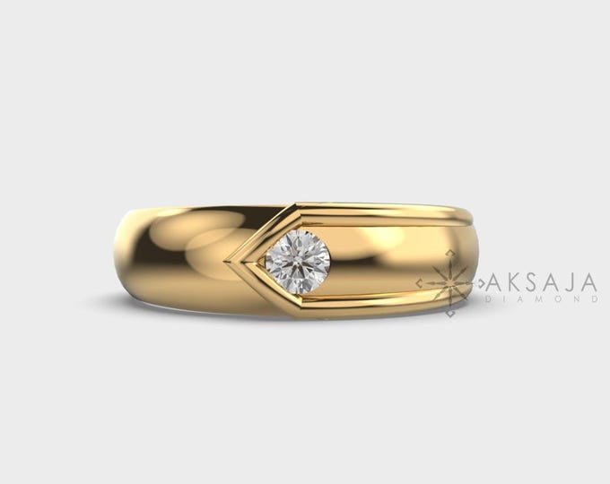 14k Gold Lab Diamond Men's Ring: VS1 DEF Clarity