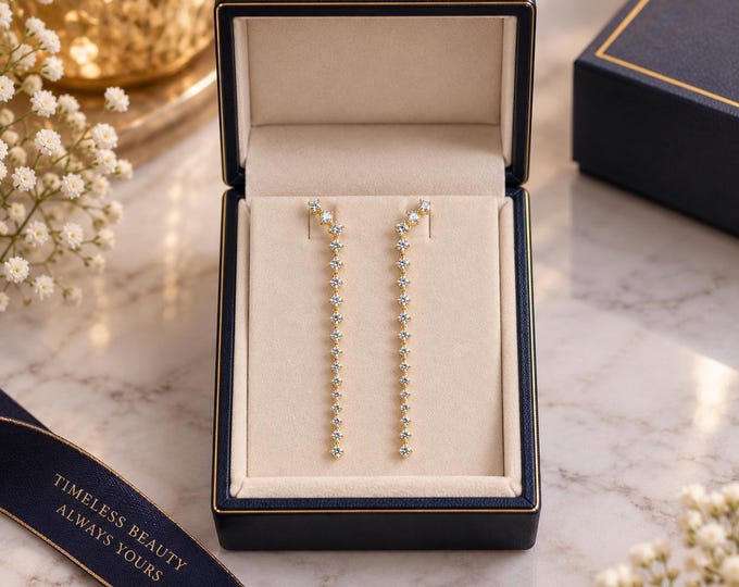 14K Yellow Gold Lab Grown Diamond Drop Earrings | 4.50 ct. Bridal Gift for Her