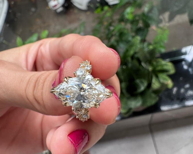 3.50 Ct Marquise Cut Lab Diamond Engagement Ring (IGI Certified)