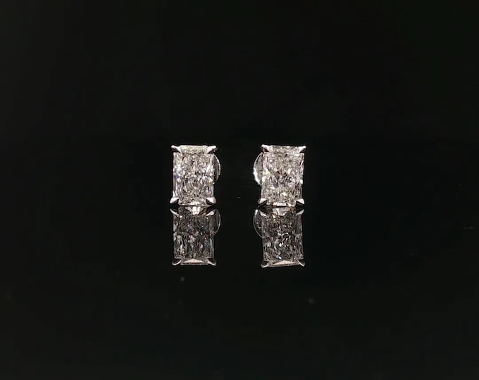 IGI Certified 1 Carat Lab Diamond Stud Earrings, 14K White Gold, DEF Color VVS