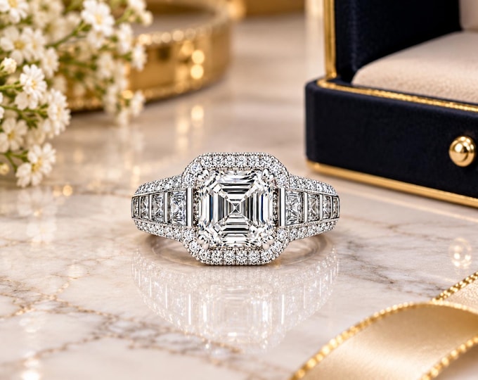 3.50 CT Lab Grown Ring in 14k White Gold | Engagement & Wedding Ring | Bridal Gift