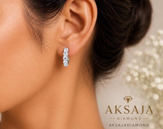 2 Carat Lab-Grown Diamond Huggie Earrings – Sustainable Jewelry, Gift for Her. Minimalist Earrings