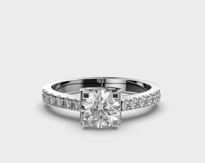0.70 Carat Lab Grown Diamond Engagement Ring, 14k White Gold