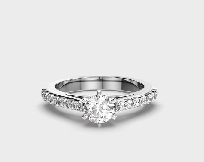 0.60 Carat Lab Grown Diamond Ring • 14K White Gold • DEF Color • VVS–VS Clarity •