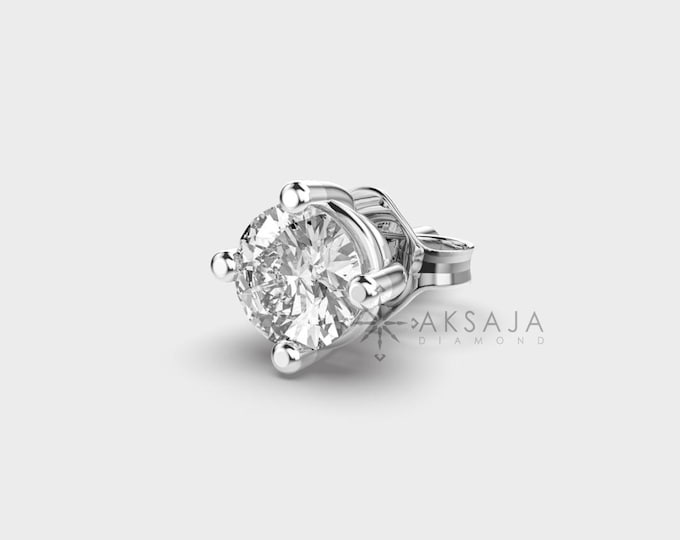 14K White Gold Lab Grown Diamond Stud Earrings: Men Studs