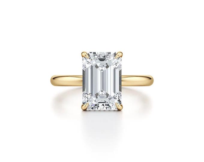 1 CT Emerald Lab Grown Diamond Engagement Ring in 18k Gold. Wedding Ring/ Anniversary