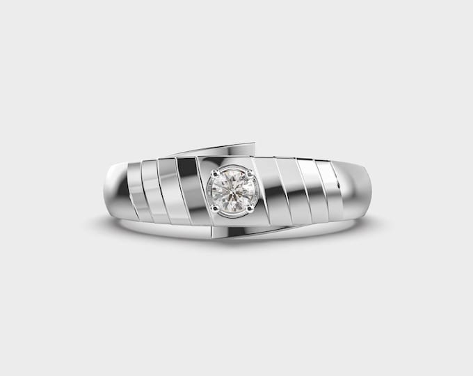 Lab Grown Diamond Men's Solitaire Engagement Ring | Unique Men's Jewelry
