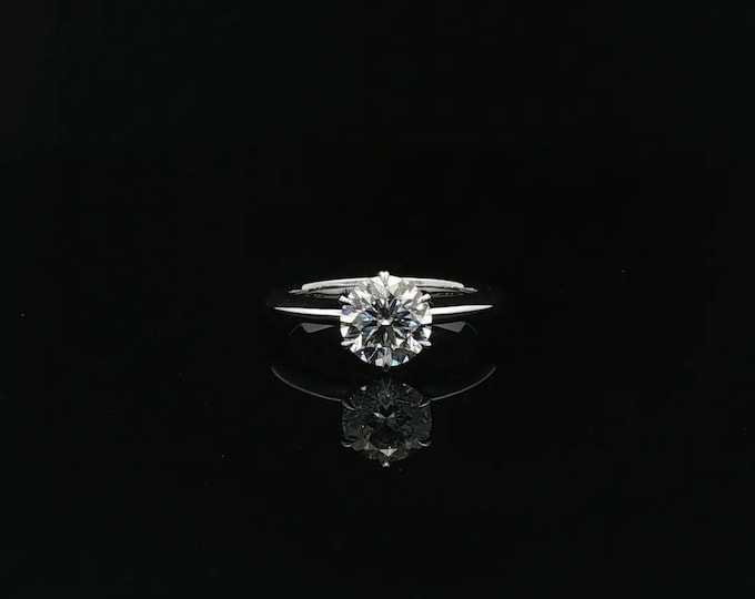 14K White Gold 1.50 CT Round Cut Lab Grown Diamond Engagement Ring | IGI Certified |
