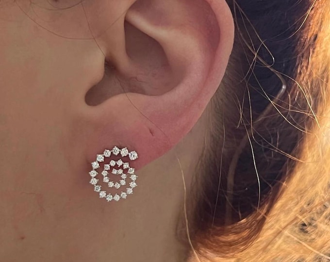 Lab Grown Diamond Statement Earrings in 14K White Gold