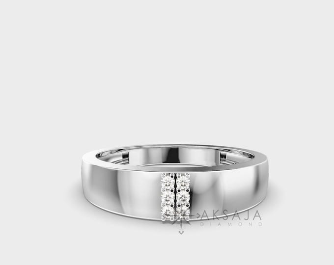 Lab Grown Diamond Men's Ring: 14KT White Gold, VS1 Clarity