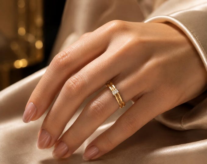 9kt Yellow Gold Engagement Ring - Wedding Gift for Her