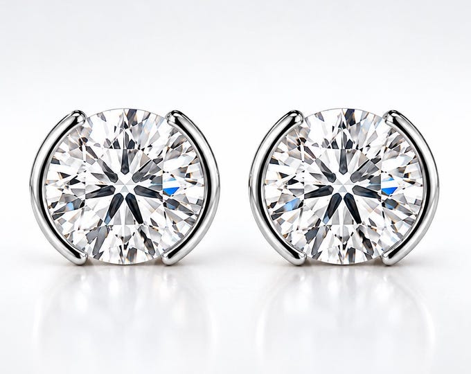 Dainty Sparkling Moissanite Stud Earrings - Elegant Diamond Alternative for Everyday & Bridal Gifts