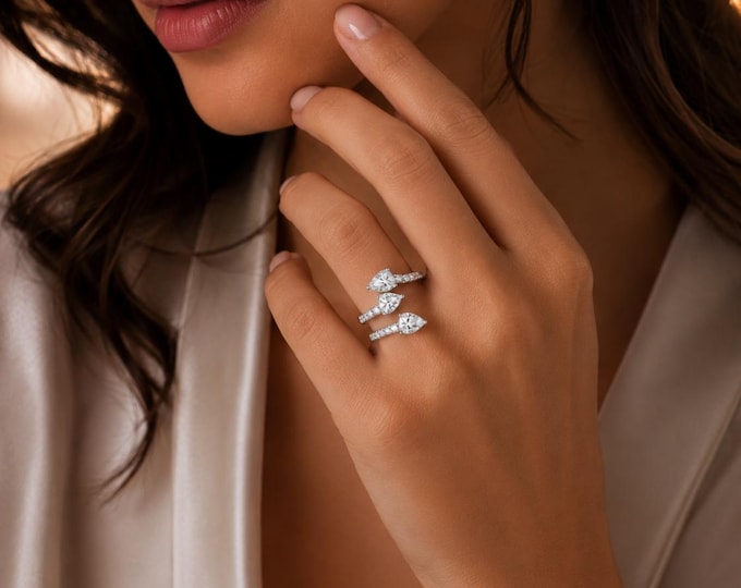14k White Gold 3 Stone Ring with 1.40ct Lab Grown Diamonds | Engagement Jewelry