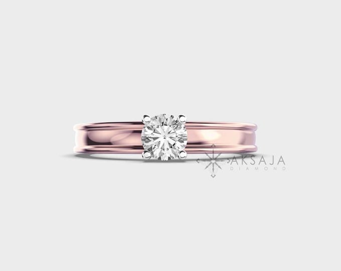 14k Gold Lab Grown Diamond Solitaire Engagement Ring | Round Cut Elegance