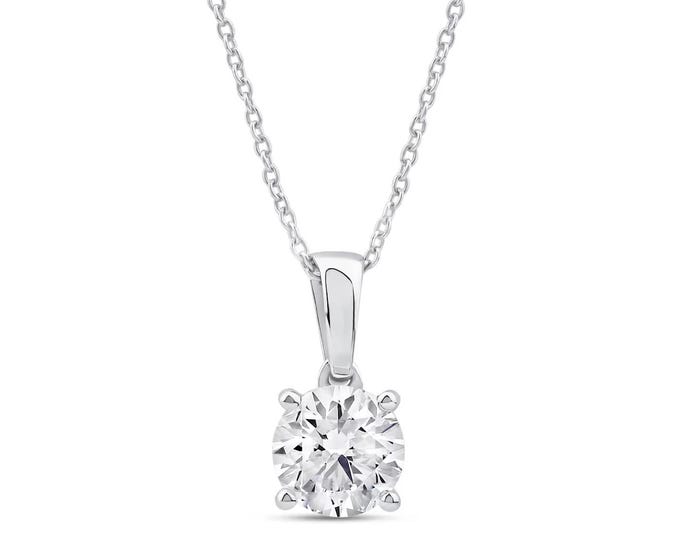1.0ct Lab Grown Diamond Solitaire Pendant in 14k White Gold