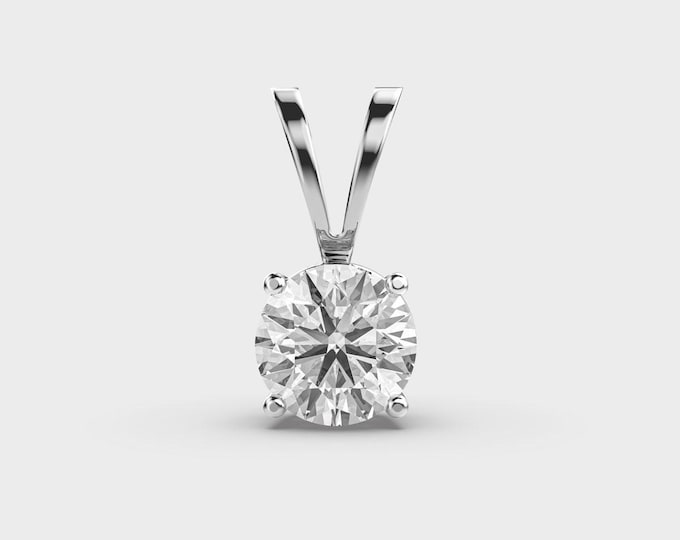 1 Carat Lab Grown Diamond Solitaire Pendant: 14K White Gold, DEF VVS-VS