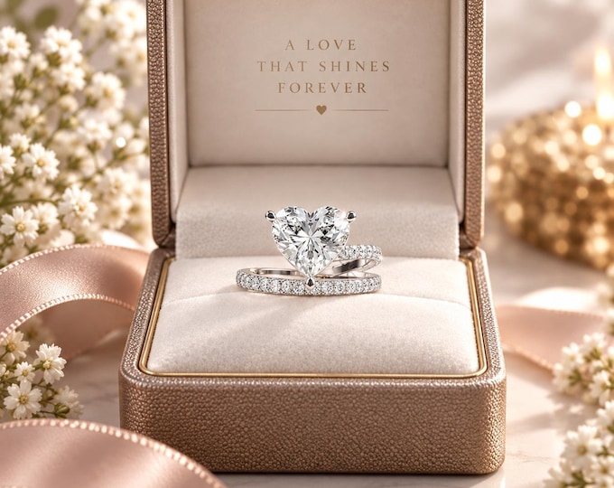 3.5 Carat Heart-Shaped IGI Lab Grown Diamond Engagement & Wedding Ring