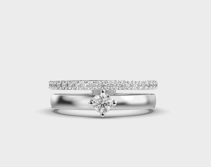 Half Carat Lab Diamond Engagement Ring: 14K White Gold, VVS-VS Clarity