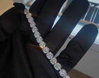 23 Carat Lab Grown Diamond Tennis Bracelet - 14K White Gold