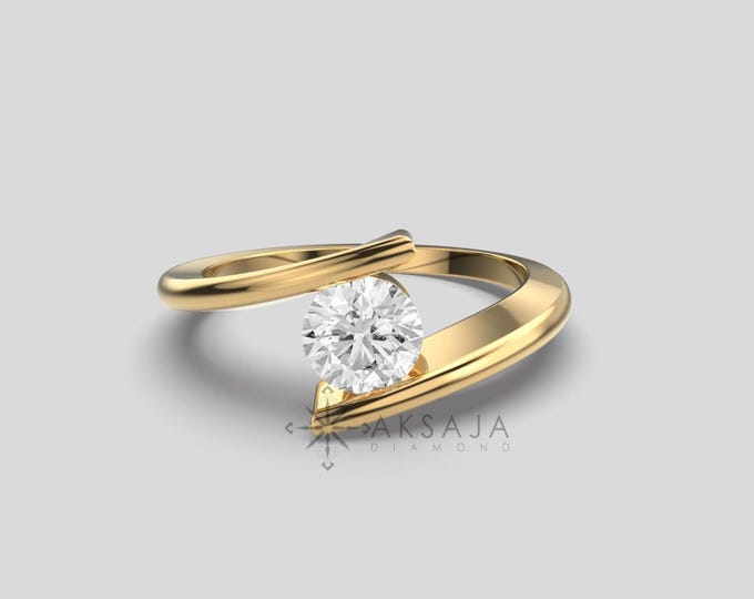 Lab Grown Diamond Engagement Ring 0.50 Ct, 14K Gold Solitaire, DEF VS, Promise Ring