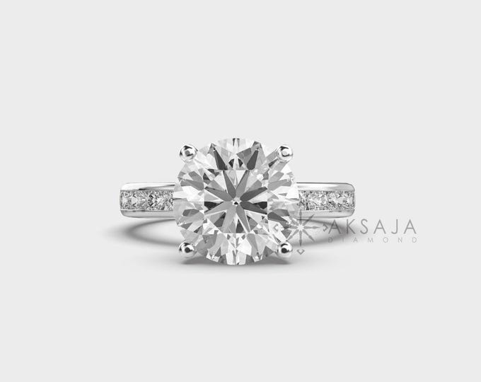 3 Carat Lab Grown Diamond Engagement Ring: 14Kt White Gold