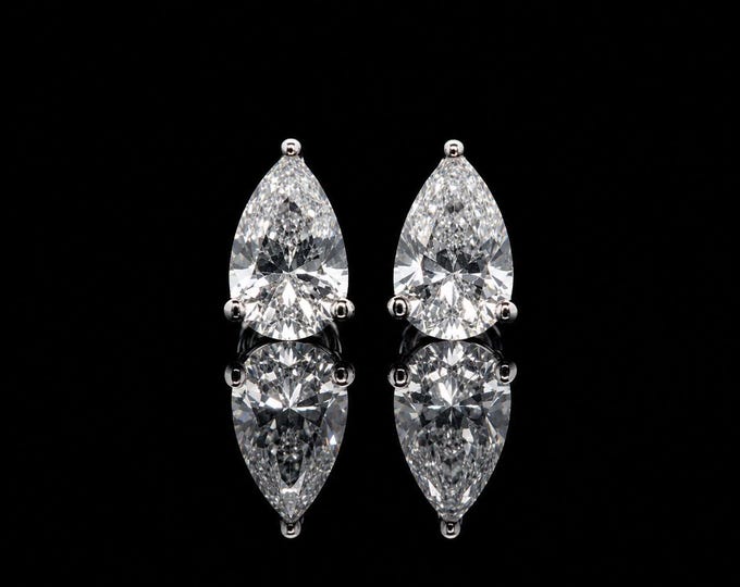 IGI Certified Pear 1ct Diamonds in 18k White Gold Earrings