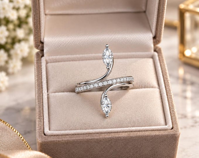 Marquise Twin Diamond Ring – Anniversary Gift / Promise Ring for Her