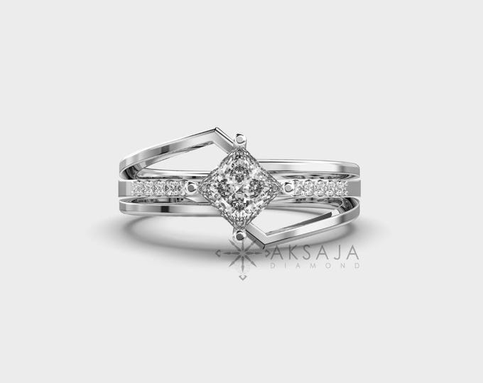 14K White Gold Princess Cut Lab Diamond Ring - 0.70 Carat Anniversary Jewelry