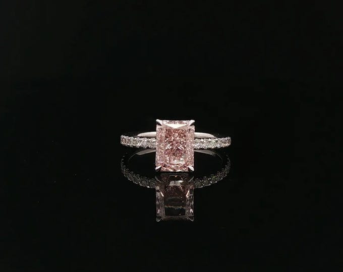 IGI Certified 2.10 Ct Fancy Vivid Pink Radiant Cut Lab Grown Diamond VVS2