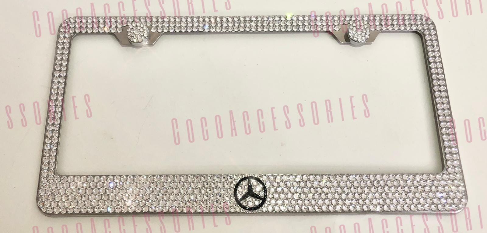 Mercedes Benz AMG Crystallized Clear Bling License Plate Frame Holder Made With Swarovski Crystals