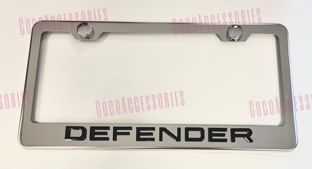 3D Defender Emblem Stainless Steel License Plate Frame Holder Rust Free ...