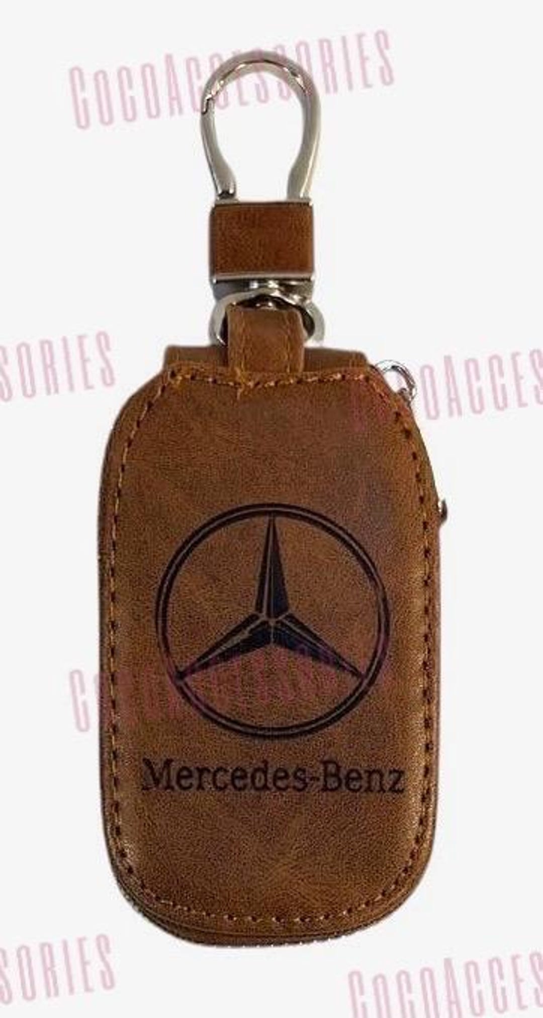 Mercedes Benz AMG Brown Key Pouch Holder Keychain Zipper Pocket Bag ...