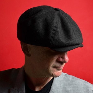 Oversized Black Newsboy Cap,handmade Black Wool Hat Unisex Oversized Black Newsboy Cap,handmade Black Wool Hat Unisex