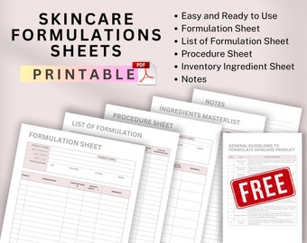 スキンケア処方シート - スキンケア処方者（DIY スキンケア / プロフェッショナル処方者）向けの印刷可能なシート