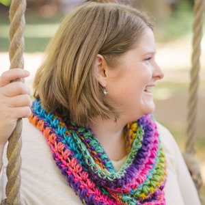 Variegated Handmade Infinity Scarf: Colorful Striped, Crochet