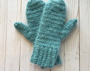 Teal Crochet Handmade Mittens