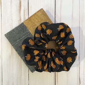 Halloween Scrunchies Black with Pumpkins