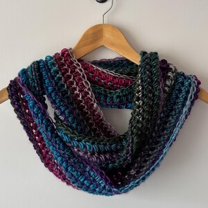 Variegated Handmade Infinity Scarf: Blue & Green Striped, Crochet