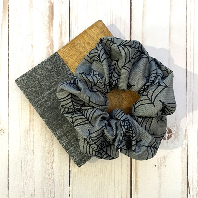 Halloween Scrunchies Gray with Cobwebs