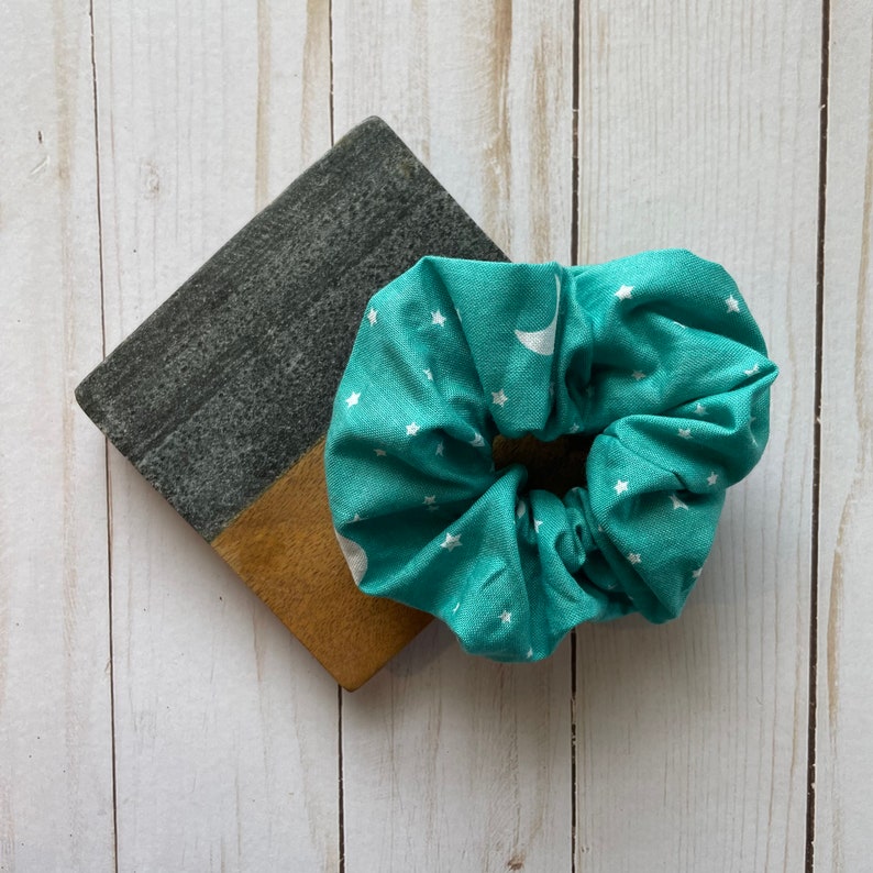 Halloween Scrunchies Teal with Moons