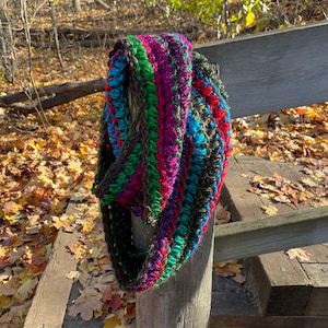 Variegated Handmade Infinity Scarf: Colorful Striped, Crochet