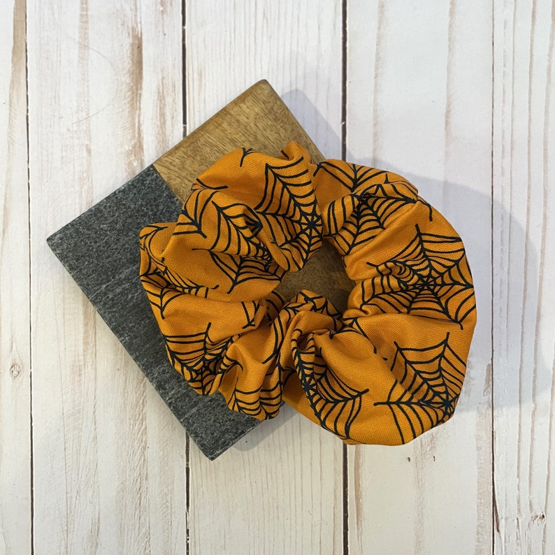 Halloween Scrunchies Orange with Cobwebs