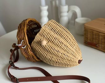 Handmade Wicker Acorn Bag: Boho Statement Purse