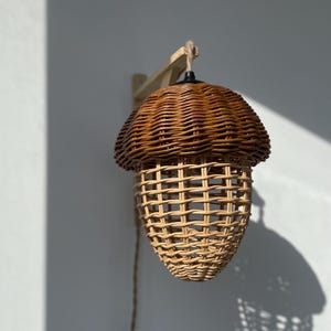 Lampada da parete in vimini fatta a mano, lampada rustica Boho, applique da parete vintage