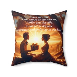 Romantisches Sonnenuntergang Kissen: Zitat Liebe, Geschenk für Paare (35 x 35 cm)