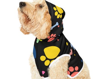 Vibrant Paw Print Pet Hoodie Bold, Fun, and Cozy for Your Pup!