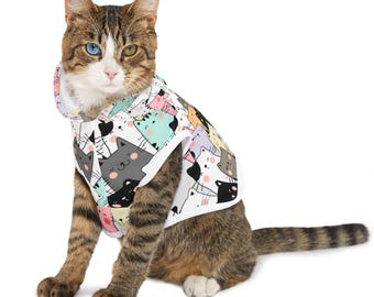 Playful Cat Face Pet Hoodie Fun, Colorful, and Cozy!