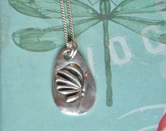 Organic Dragonfly Teardrop Necklace Fine Silver Handcrafted Necklace