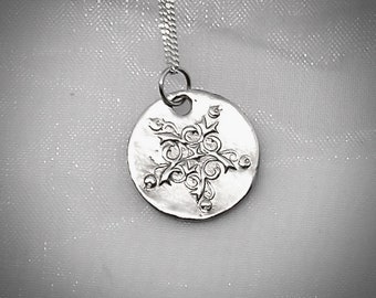 Beautiful Fine Silver Snowflake Pendant - READY TO SHIP!